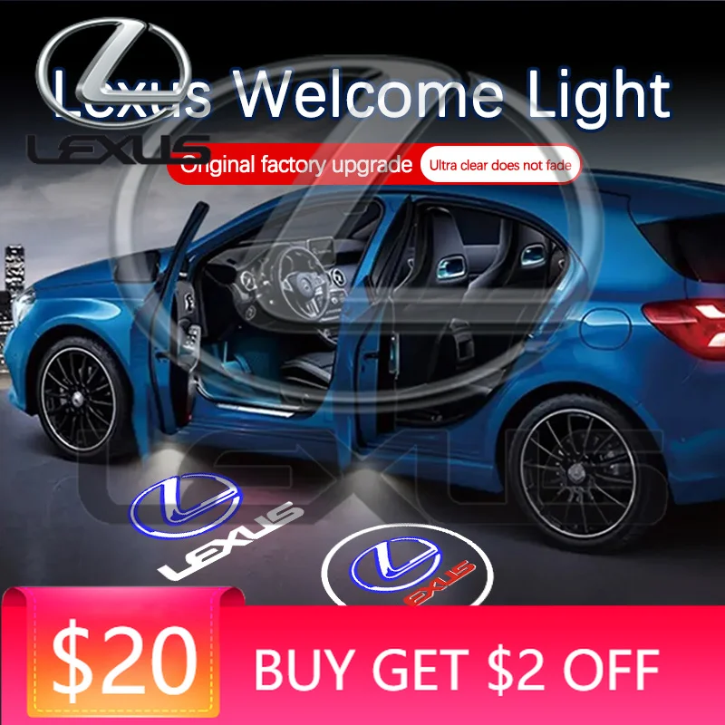 

Emblems LED Car Door Welcome Logo Projector Ghost Shadow Light Accessories For Lexus RX ES GX LS LX IS GS RC UX Series ES200 ES2