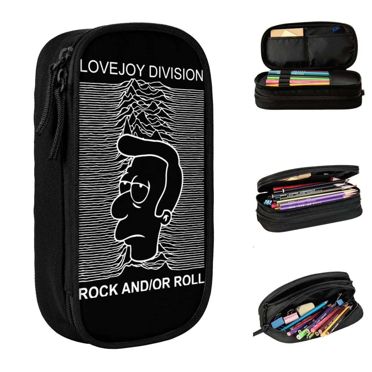 Large-capacity Pen Box Lovejoy Division Rock Music Band Merch Rock And Roll Double Layer Pencil Box Women Make Up Bag Gift