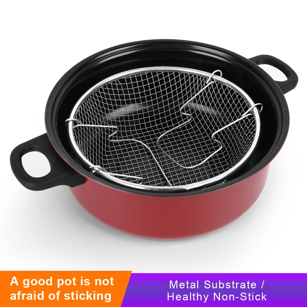 Deep Fry Pot Apartment Fryer Nonstick Pots Chip Pan Cooking Tool 24cm