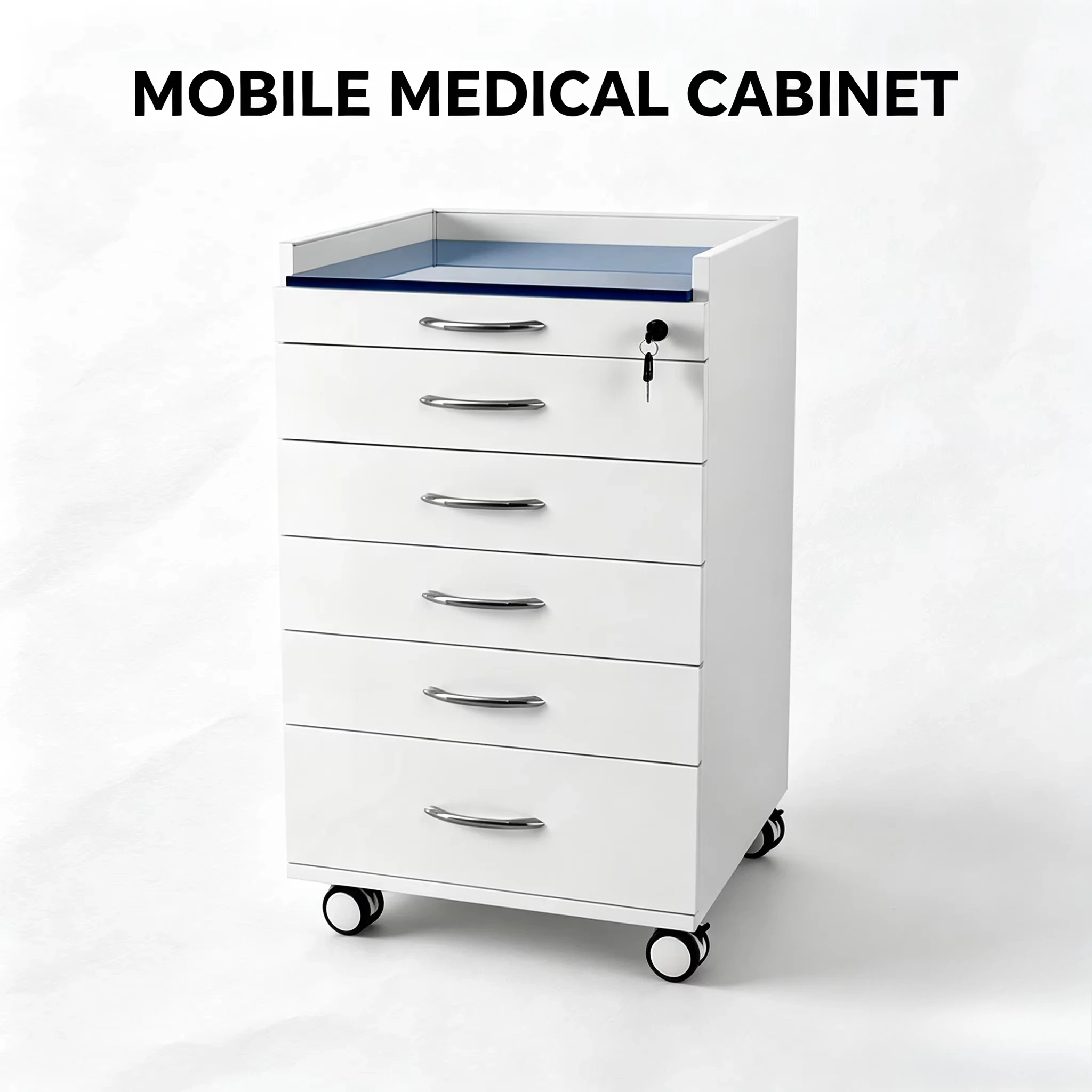 Dental Mobile Side Cabinet Nurse Trolley Oral Clinic Beauty Salon Workstation Class I White/Silver
