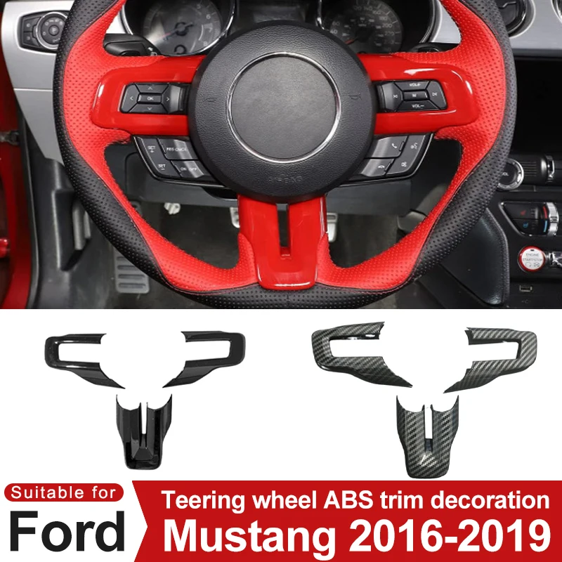 

For Ford Mustang 2016 2017 2018 2019 Car Steering Wheel Decorative Cover Protective Sticker Interior Modification Accessories