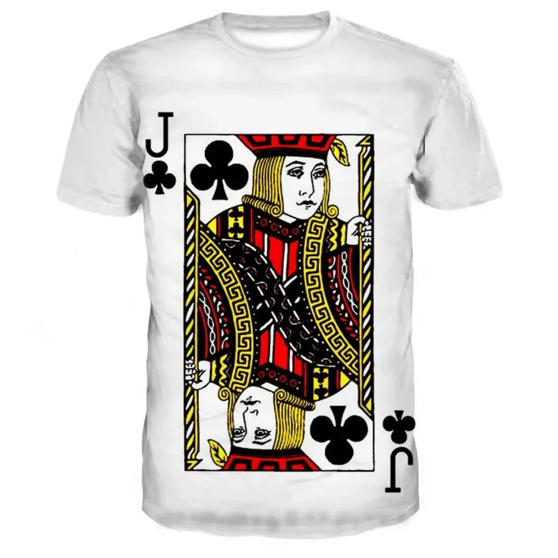 Summer Classic Playing Card Pattern Men's T-shirt Comfortable O-neck Plus Size Short Sleeve Street Harajuku Comfortable Top