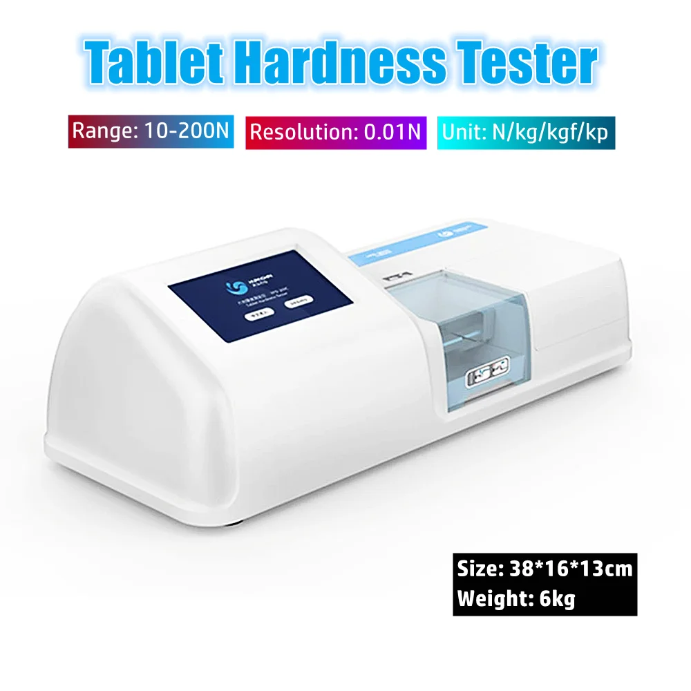 2~25mm Tablet Hardness Tester 10~200N LCD Touch Screen Pill Hardness Tester YPD-200C Auto Single/Cont Multiple  Hardness Tester