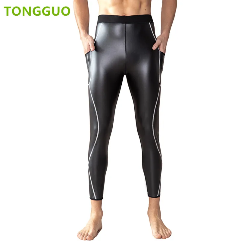 

Cool guy Fashion Leather Trousers with Pockets Leather Pants Body Shaper Waist Trainer High Waist Control Panties Fitness Pants
