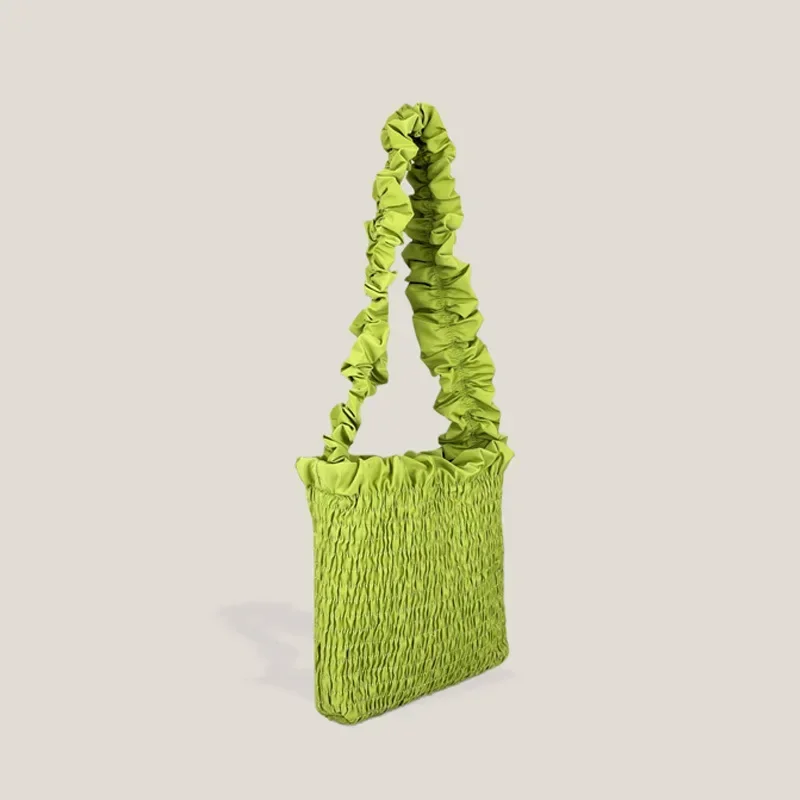 New Fashion Versatile Handbag Shoulder Bag Premium Texture Solid Color Armpit Bag Pleated Portable Niche Bag Bag Woman