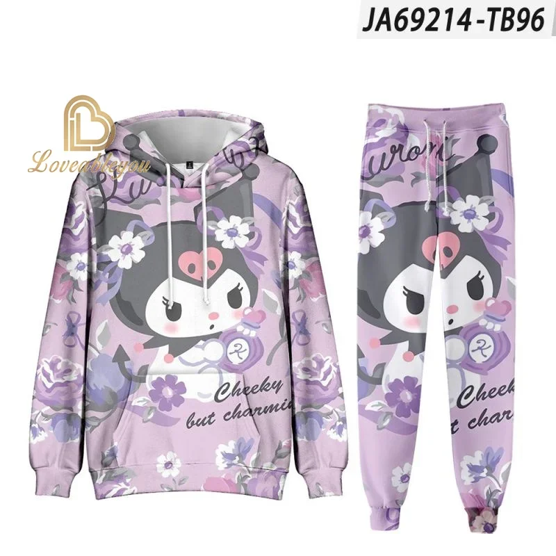 San Kuro-Sudadera con capucha y pantalones para niño y niña, conjunto de ropa con estampado de dibujos animados, Jersey informal, Primavera