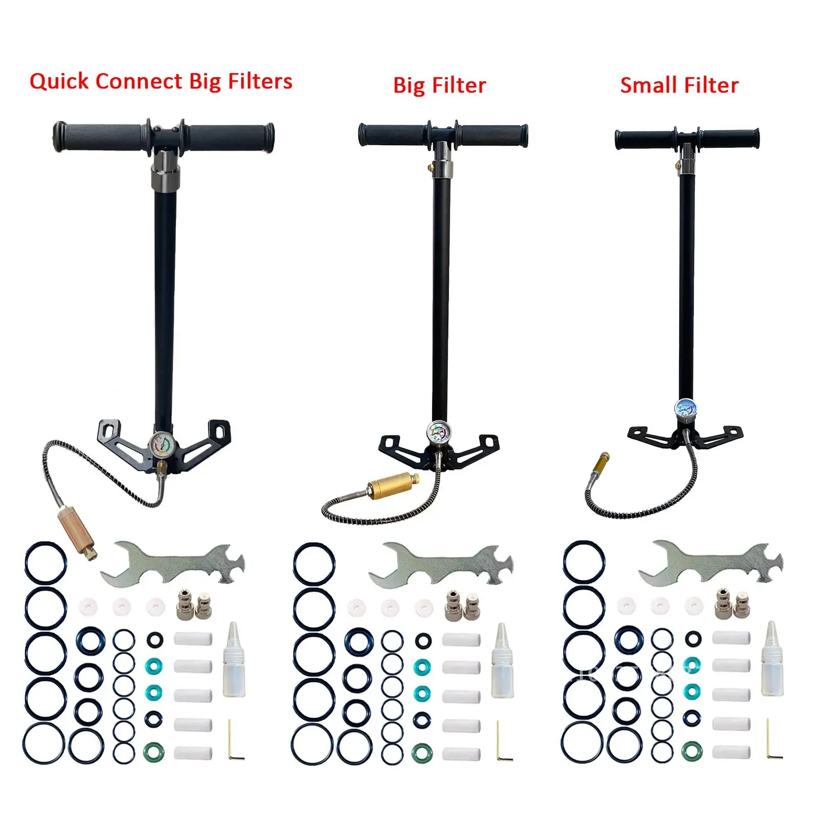 NUOGE 30mpa 4500Psi 4 Stage PCP Hand Pump Air Compressor Bicycle High Air Rifle HPA 300bar Tank Car Operated Pressure Hunting