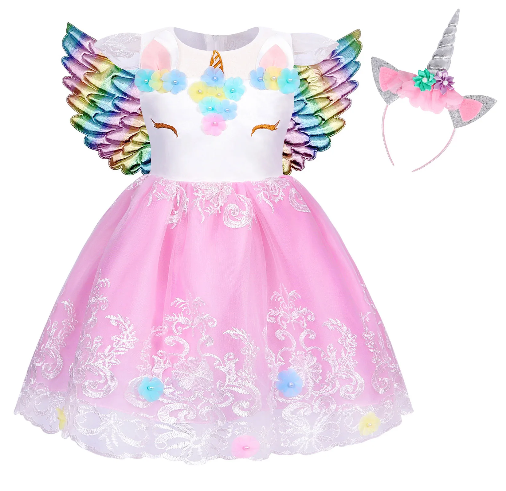 

Jurebecia Unicorn Sequins Tulle Dress Girls Kids Birthday Party Playwear Dresses Pageant Ball Gown Halloween Costume Outfits