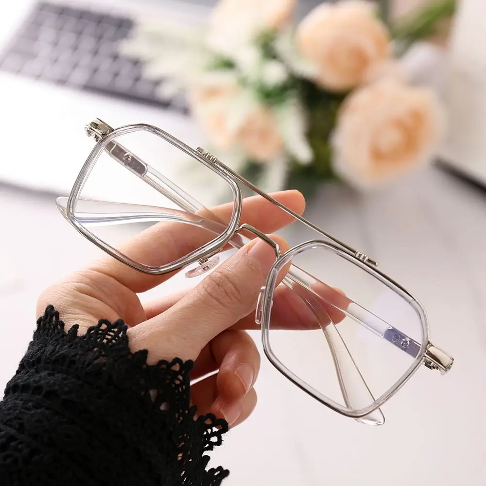 NEW Double Bridge Square Anti-blue Light Glasses Women Men Vintage Transparent Computer Glasses Oversize Frame Eyeglasses 1PC