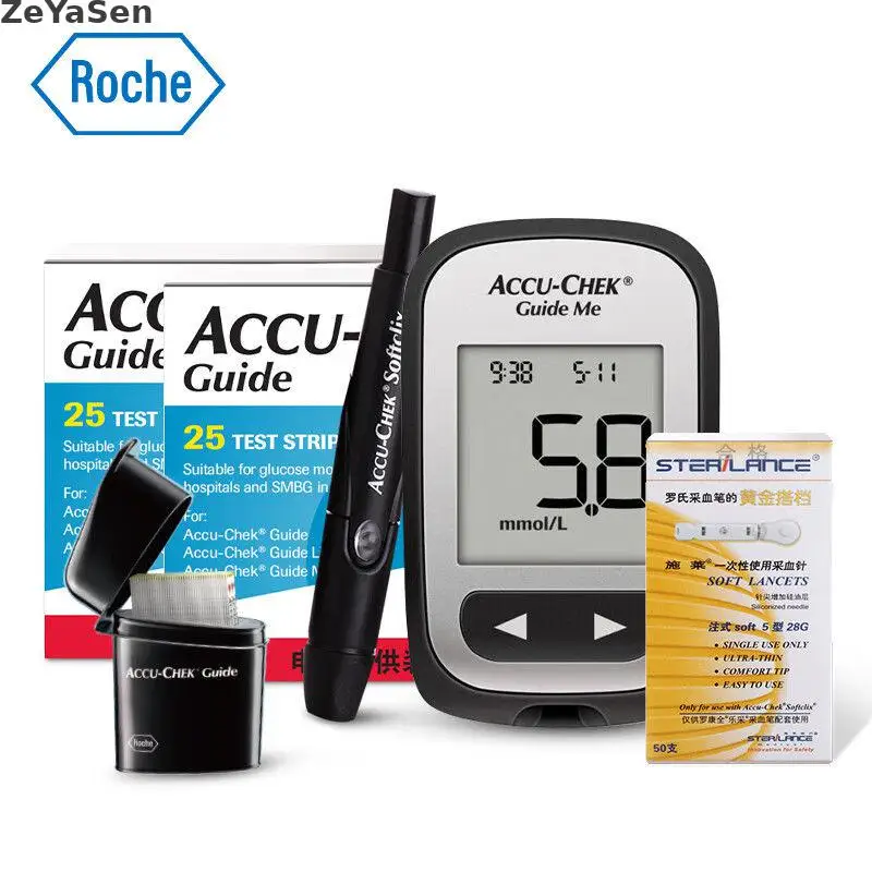 roche-accu-chek-machine-de-test-de-glucometre-domestique-avec-code-de-reglage-libre-50-pieces-de-papier-de-test