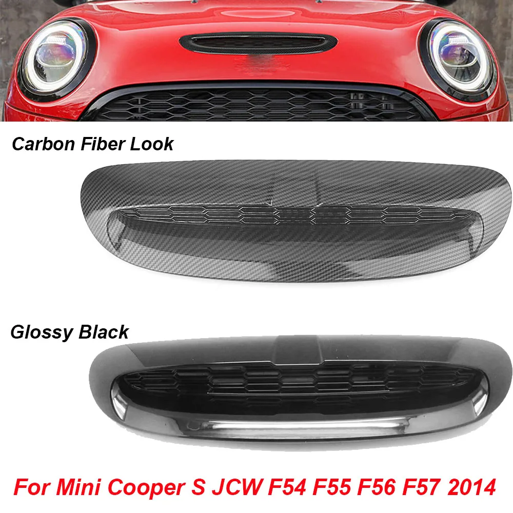 For Mini Cooper S JCW F54 F55 F56 F57 2014-UP ABS Gloss Black/Carbon Fiber Front Engine Bonnets Hood Vent Scoop Air Outlet Cover