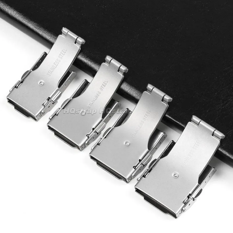 Solid Stainless Steel Buckle 12mm 14mm 16mm 18mm 20mm 22mm 24mm 26mm Metal Clasp Folding Deployment Button Watch Accessories