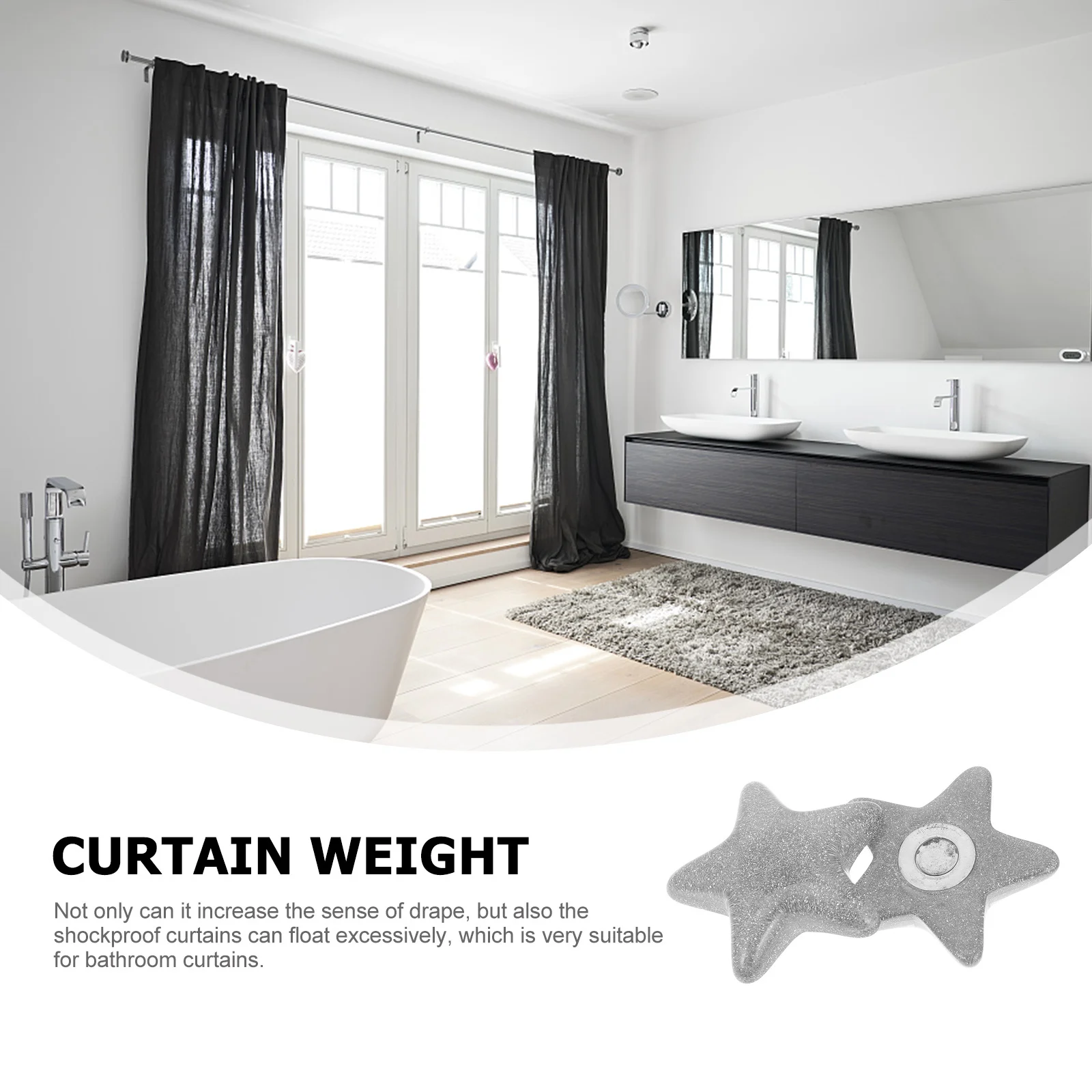 

6pcs Curtain For Bathroom Shower Curtain Weighted Blocks Drapery Holders Five-Star Shaped Bottom Pendant