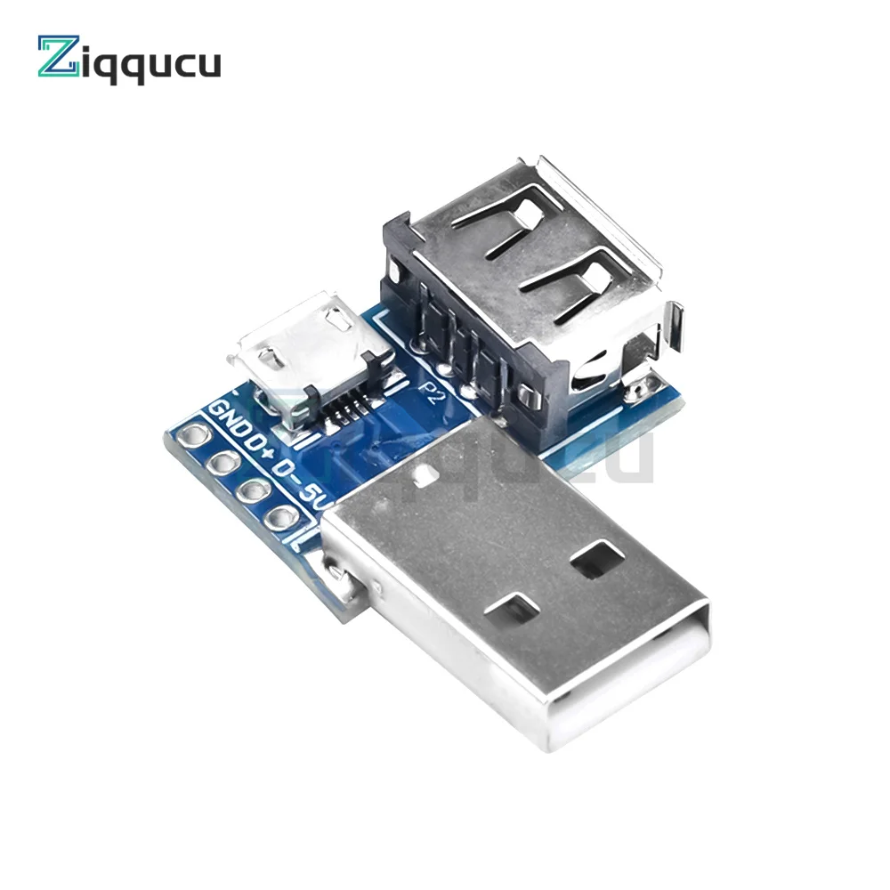 Micro USB to USB Type A Male to USB Type A Female to 2.54mm 4Pin Header Terminal Interface Converter Module Breakout Board