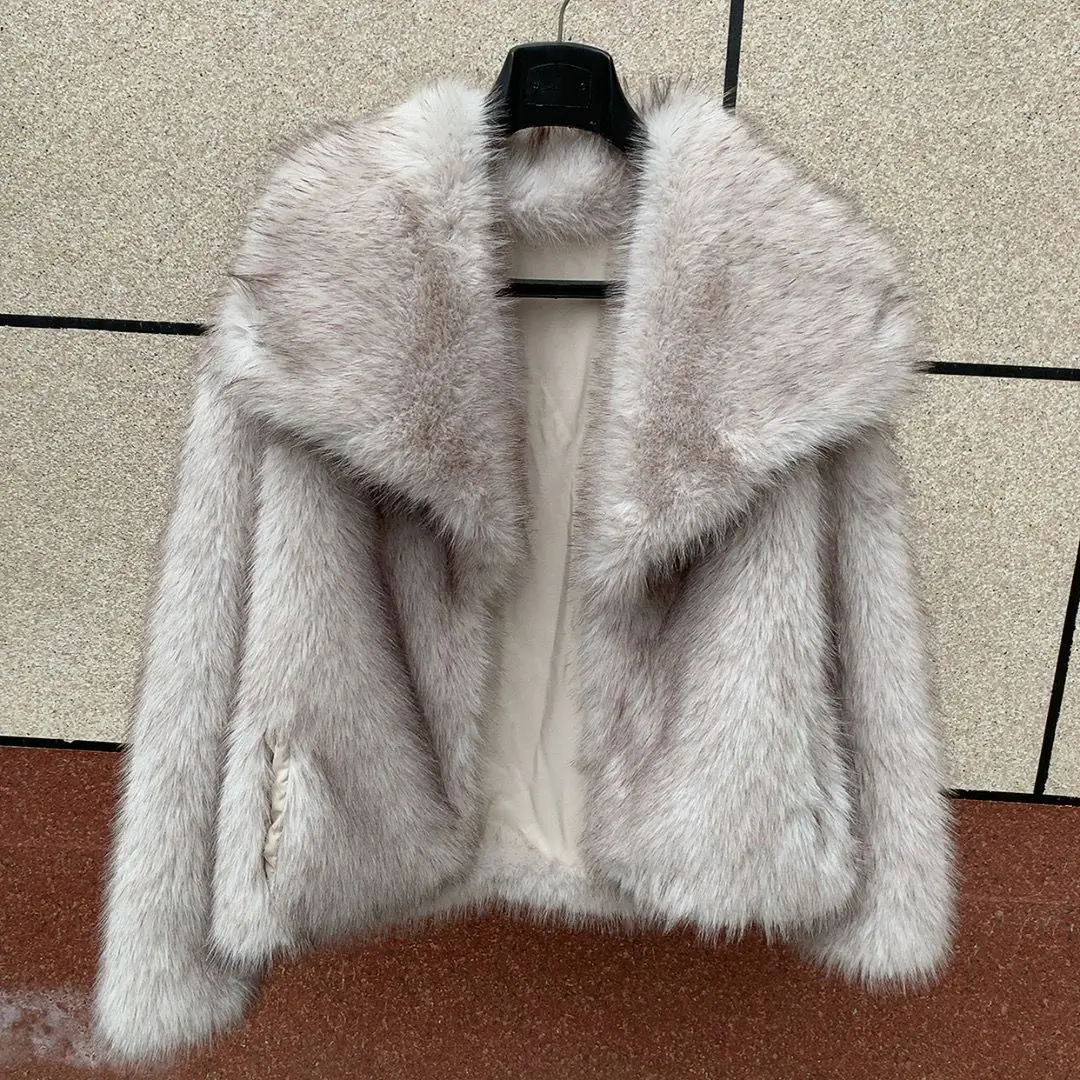 LHXDW Winter women's faux fur jacket street fashion women faux fur coat Big collar casual jacket fluffy fur jacket hot selling ﻿