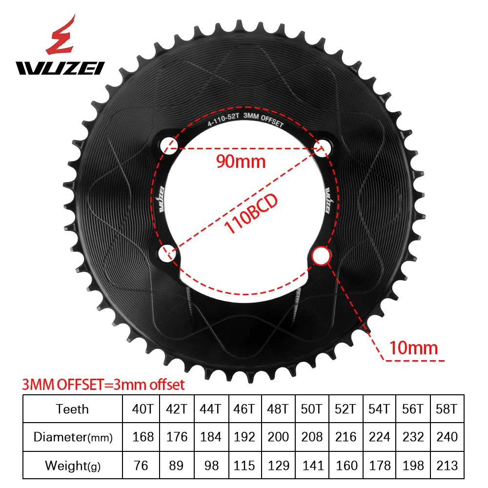 WUZEI 110BCD Bicycle Chainring (40-58T) - Compatible with R7000/R8000/R9100 8-11S Narrow-Wide Chainwheel Bicycle components - Image 4