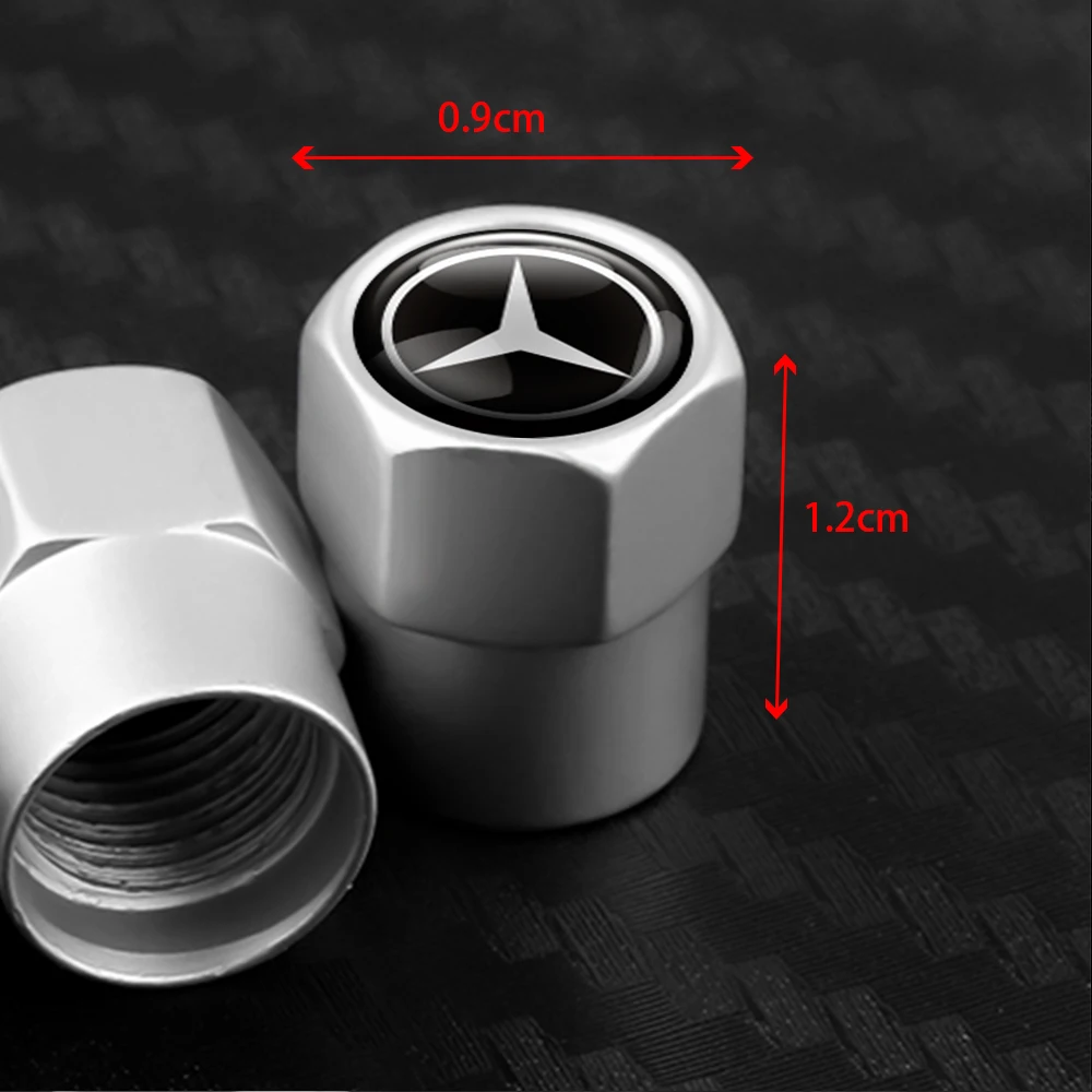 4pcs Car Wheel Tire Valve Caps Stem Case With Logo Auto Styling For Mercedes benz W204 W205 Amg Smart Fortwo 451 W203 W202 Gla