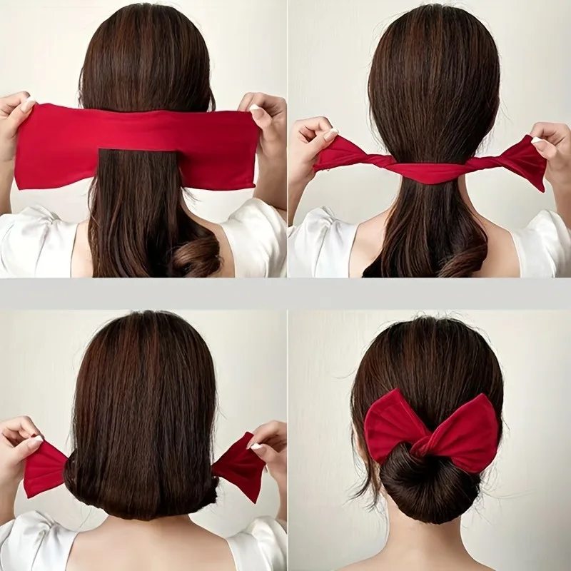 3pcs Lazy Twist Clip Women's Curler Fluffy Clip Marble Curling Belt Hairdo Head Bow Headpiece Women's Magic Curling Accessories