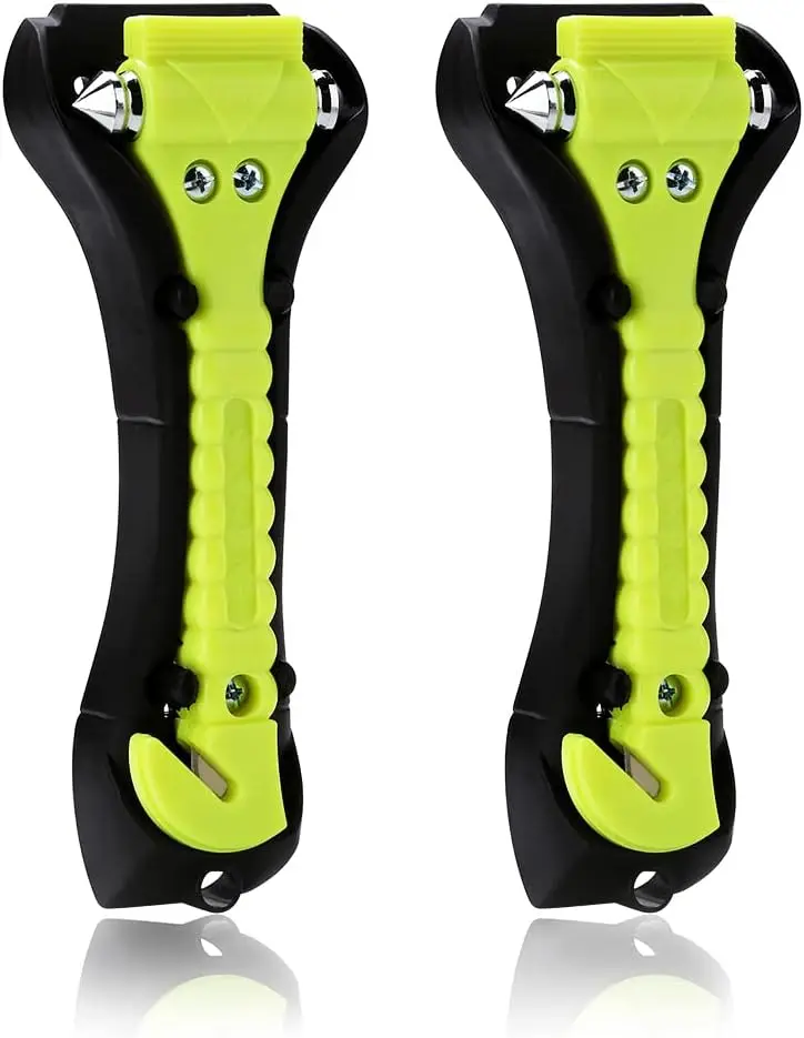 Emergency Car Escape Tool: Window Breaker & Seatbelt Cutter, 2-in-1 Safety Hammer Set, Glow in Dark