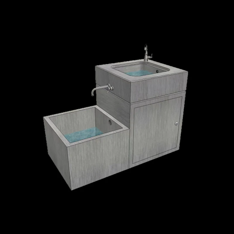 Commercial floor-to-ceiling stainless steel wash basin with mop splash-proof sink