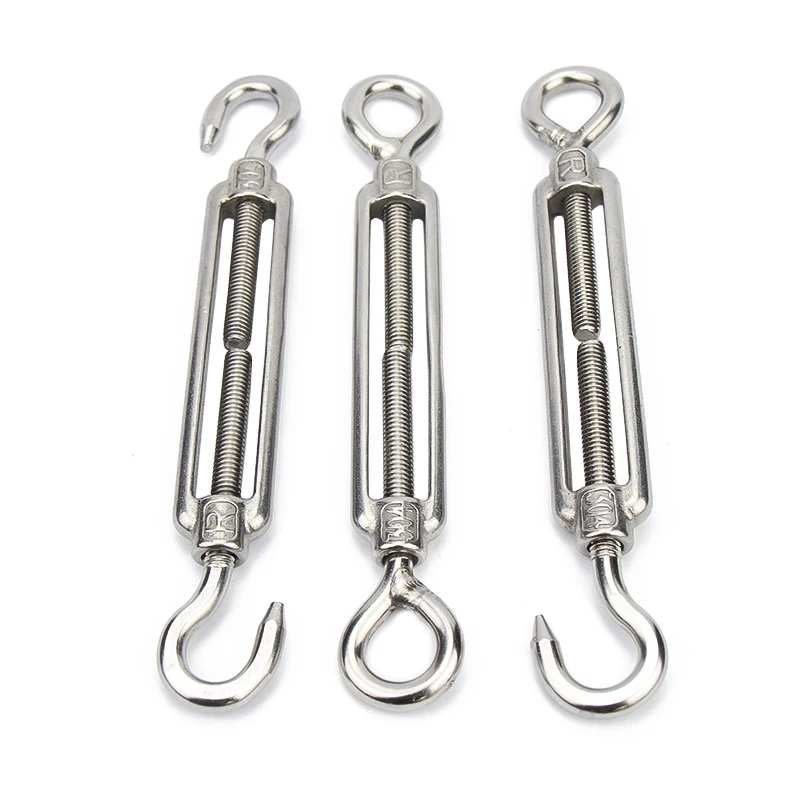 Wire Rope Tightener Adjustable Chain Rigging Turn Buckle Screw Hook Fastener 304 Stainless Steel Bolt Ring M5M6M8M10 OO CC OC