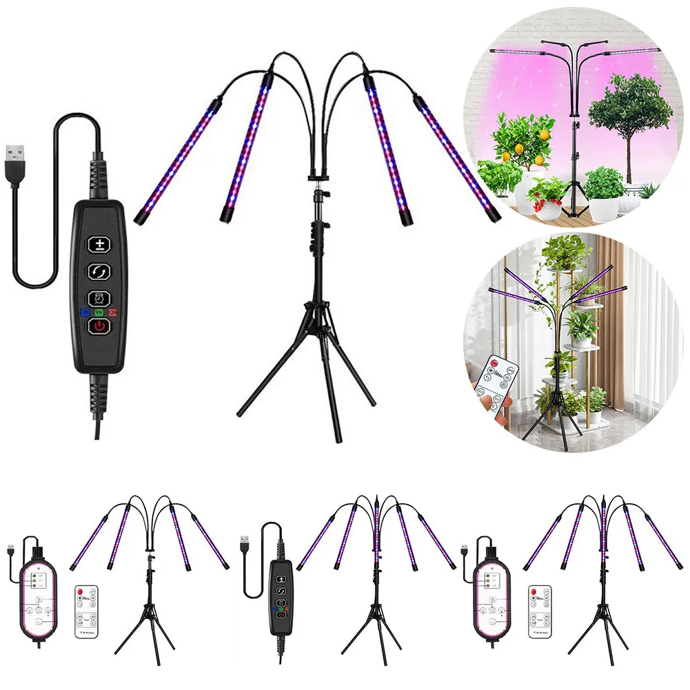 

LED Plant Grow Lights Full Spectrum Garden Lights with Tripod Outdoor Plant Light 3 Colors Dimmable Timing for Vegetables Flower