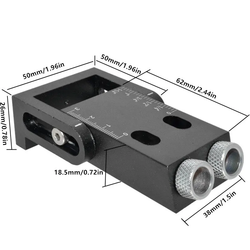 15PCS Pocket Hole Jig Kit, 15 Degree Woodworking Inclined with 6/8/10mm Drive Adapter for Angle Drilling