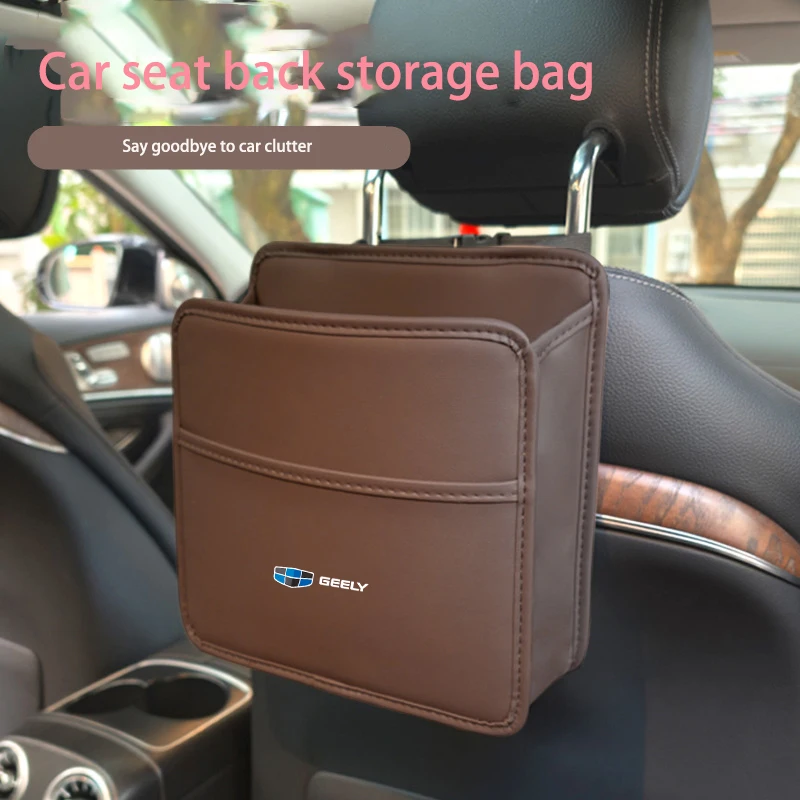 For Geely Atlas Coolray Mk Organizer Multifunction High-Grade Leather Car Backseat Storage bag Car Interior Accessorie