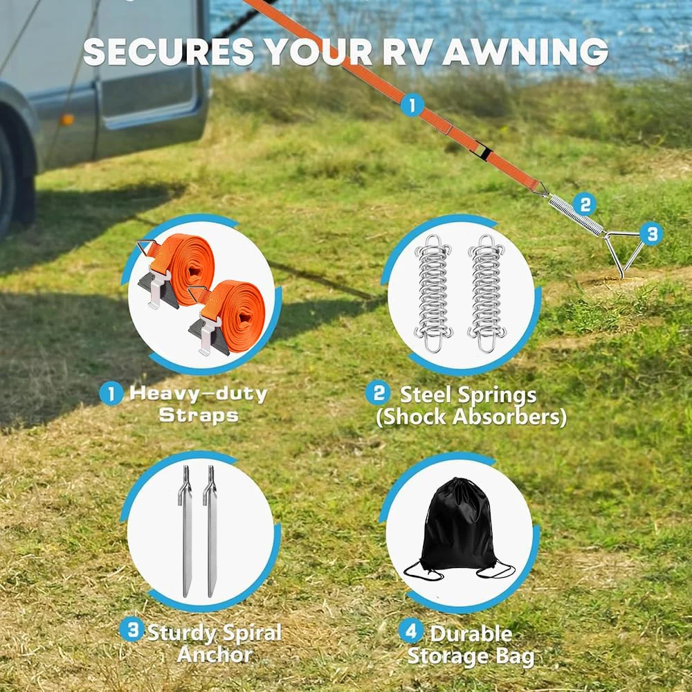 1 مجموعة RV المظلة العاصفة الفرقة الأشرطة التعادل أسفل التخييم المظلة اكسسوارات ل Thule Fiamma Dometic المظلة المظلة معظم المنازل المتنقلة #6