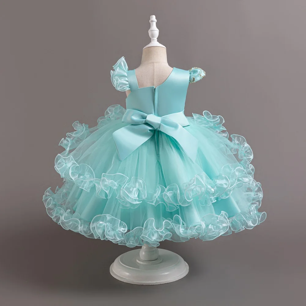 The new net yarn birthday cake pengers dress 3-10 years old girl opening dresses 2024 New Christmas princess skirt