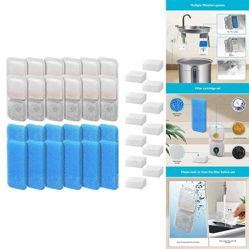 ABDJ-Cat waterfonteinfilters voor Oneisall automatische vervangingsfilters en sponzen voor huisdierenwaterfontein