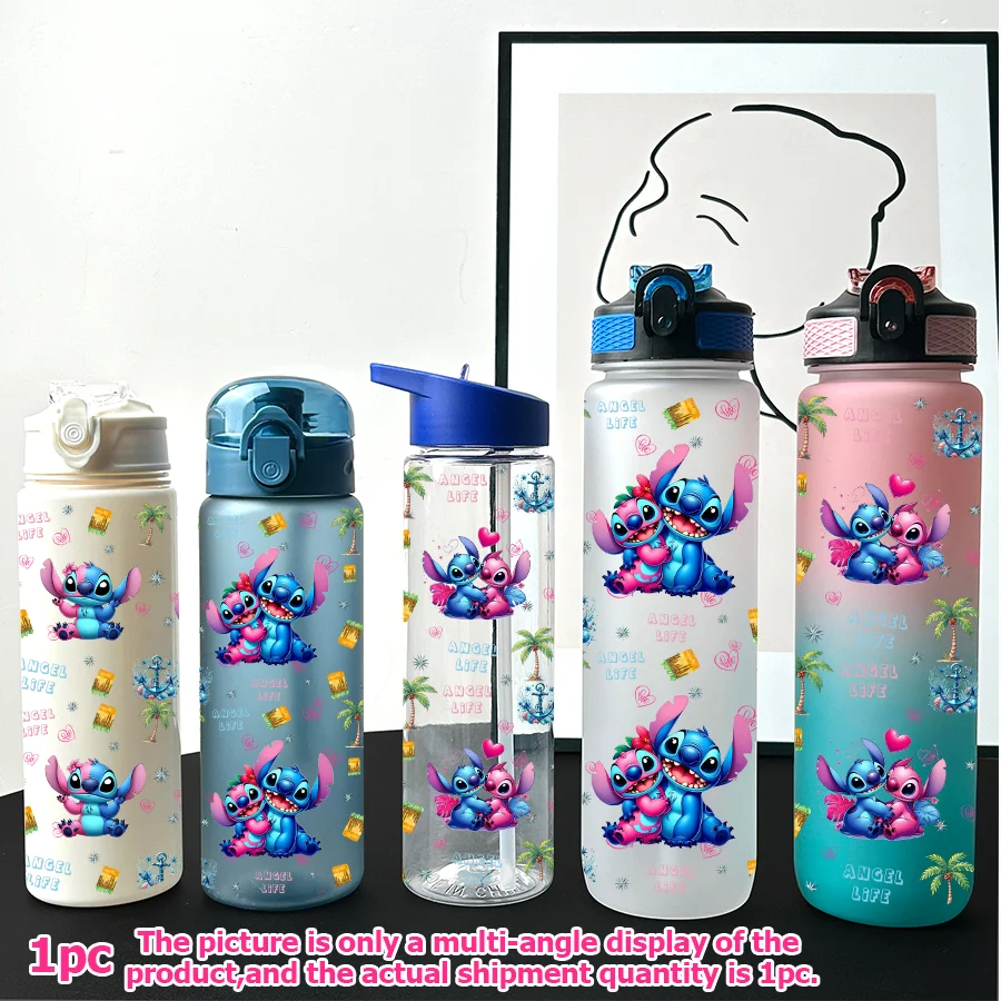 

1Pc Disney Stitch Angel Printed 23-32oz Multi-plastic Water Bottle Portable Sports Water Cup Birthday Gift