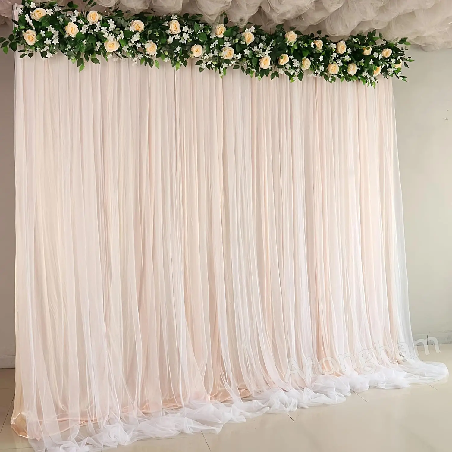 

Фон с двойной занавеской-шампанским и тюлевой занавеской для детского душа, свадьбы, помолвки, вечеринки, дня рождения, фотографии Ho