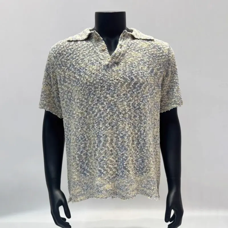 

2025 new ice cream mixed color short-sleeved T-shirt men's fashion casual printing knitted POLO shirt