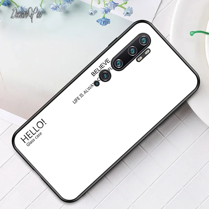 Cover For Xiaomi Mi Note 10 Lite Covers DECLAREYAO Hard Coque For Xiaomi Mi CC9 Pro CC9e Case Tempered Glass Silicone Soft Edge