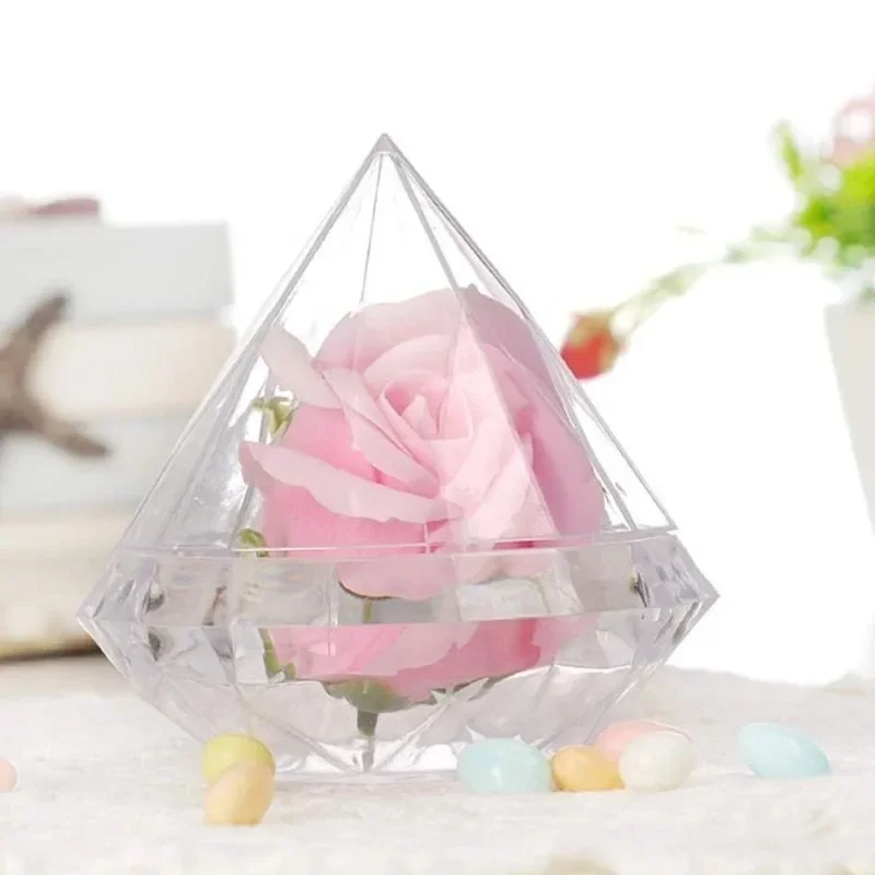 12 PCS Clear Diamond Shape Candy Box Acrylic Wedding Engagement Birthday Party Graduation Bachelor Party Theme Favors