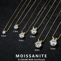 Lnngy-collar con colgante de moissanita de 0,5ct-5ct con certificado para mujer, cadena de plata 925 auténtica Original, collares con forma de gota solitaria