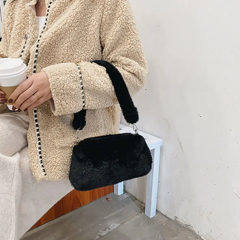New Women's Casual Shoulder Bag Animal Print Leopard Plush Lady Shoulder Underarm Bag Female Messenger Bag Crossbody Bags