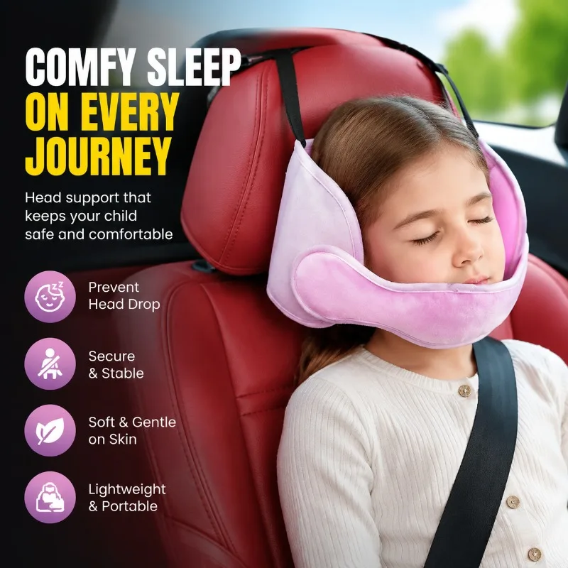 Safety‑Oriented Car‑Seat Head‑Strap Stabilizer Reliable Head‑Restraint‑Holder Practical Vehicle‑Mounted Sleep‑Support Cushion