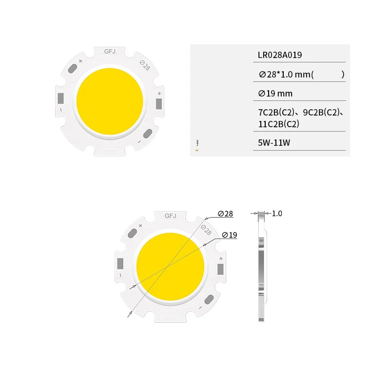 10pcs A Lot 5W 7W 10W 12W 15W LED Source Chip High Power LED COB Side 20mm Light Bulb Light Lamp Spotlight Down Light Lamps