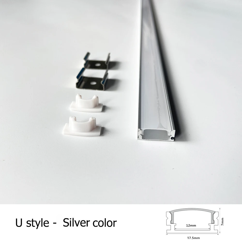 2-35 Stück/Set LED-Aluminiumprofil 0,5m/Stück U/V/W-Form Ecke für 5050 2835 LED-Streifenleuchten Kanalhalterung Weiße/Schwarze Abdeckung – Detail 1