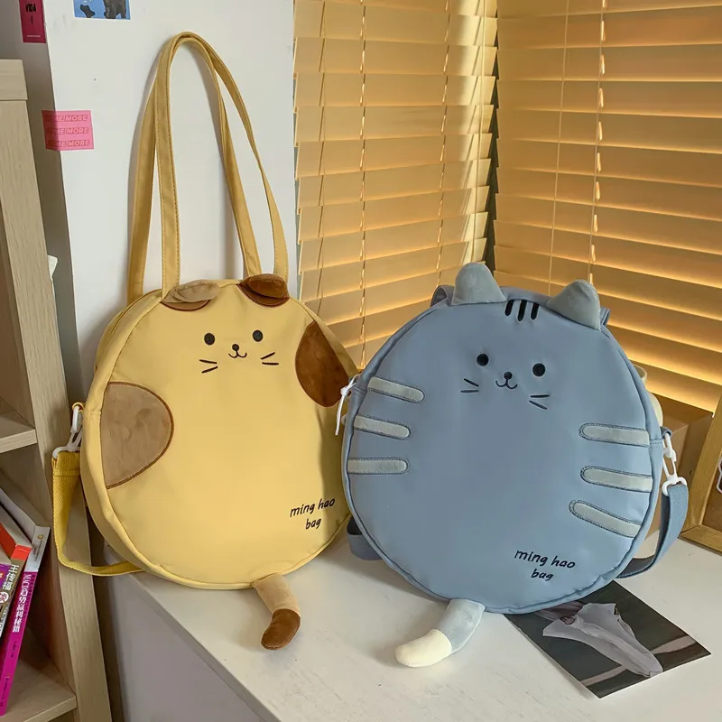 Yk2 Cute Cat Head Crossbody Bags Cartoon Anime zaino Kawaii Zipper Pocket Cartoon Doll borse a tracolla Storage Bag 2023 nuovo