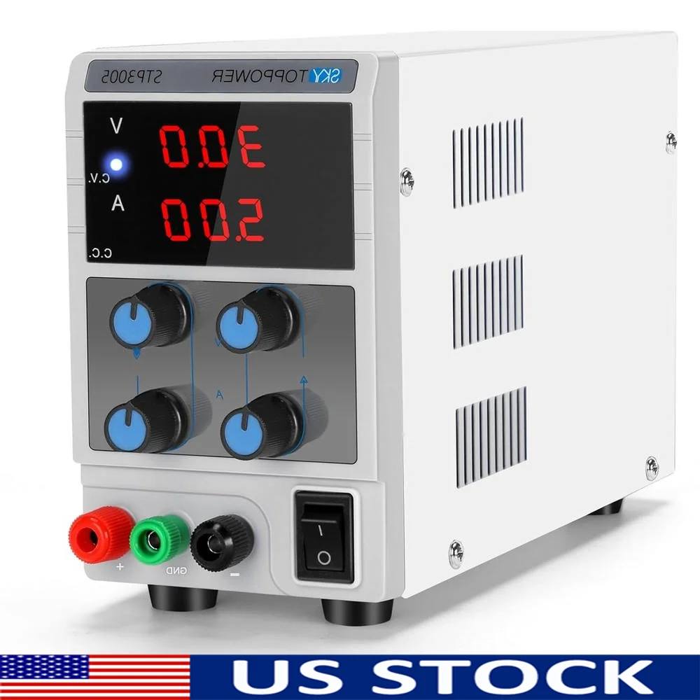 30V 5A Adjustable DC Power Supply Lab Bench Power Supply Variable 3 Digital Display Short Circuit Protection Constant Voltage