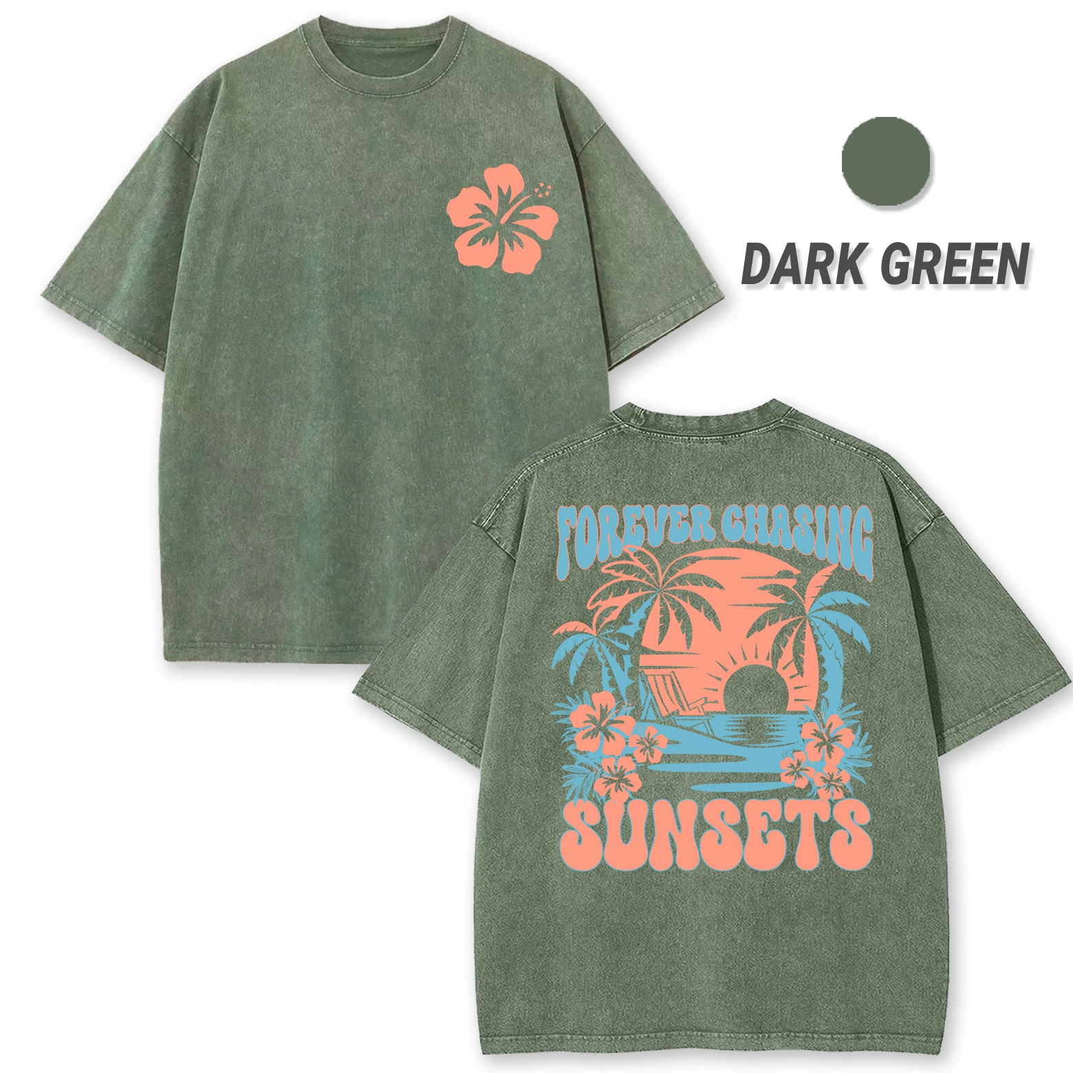 

Футболки с пляжным узором Forever Chasing Sunsets, мужские повседневные футболки большого размера, спортивный топ с круглым вырезом, хлопковая летняя одежда