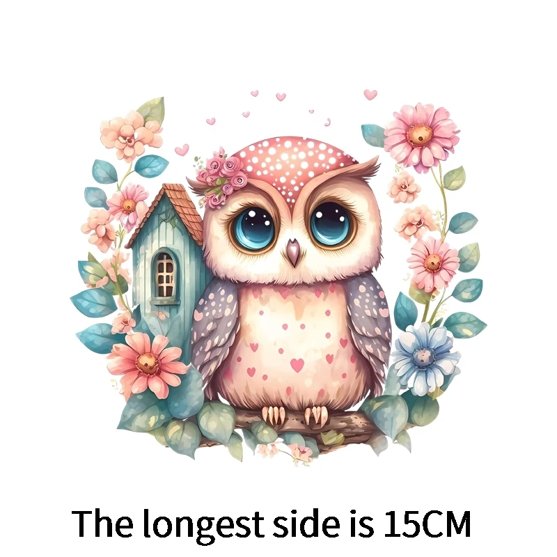 Children\'s cute owl Heat Transfer washable Fine Clothing Thermoadhesive Patches Iron On For Clothing DIY T-shirt Sticker