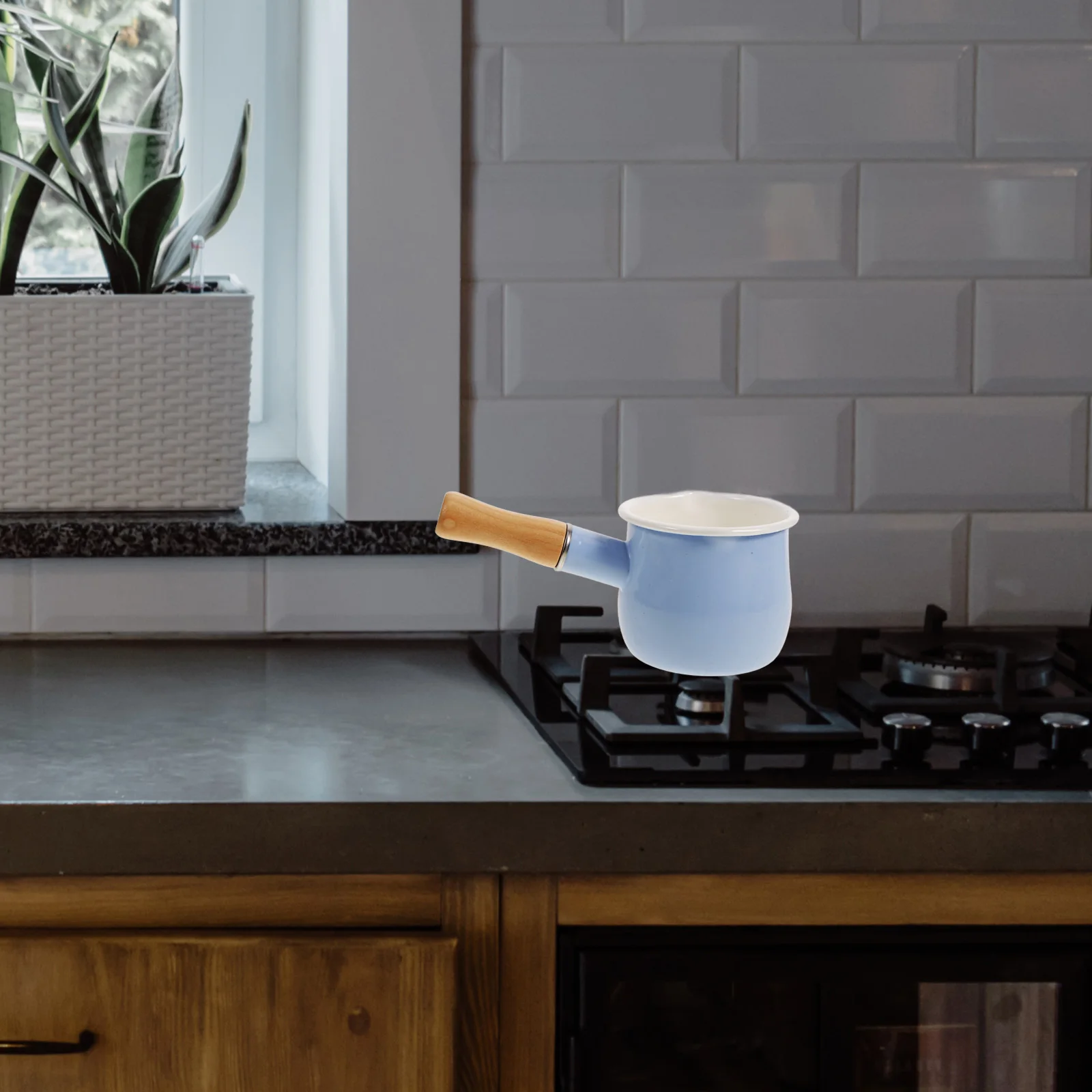 

Milk Pot Enamel Small Saucepan for Heating Butter Melting Chocolate Cooking Pot on Electric Ceramic Stove Lightweight Mini Pan