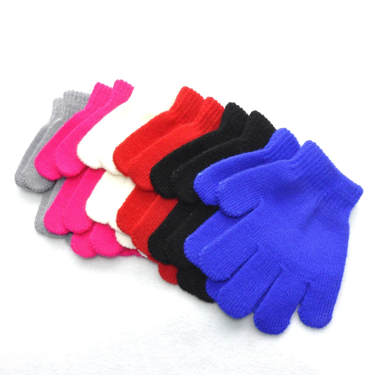 Children Knitted Gloves Winter Kids Pupil Student Solid Furry Full Finger Mittens Autumn Writing Warmer Hand For 3-7 Years Old