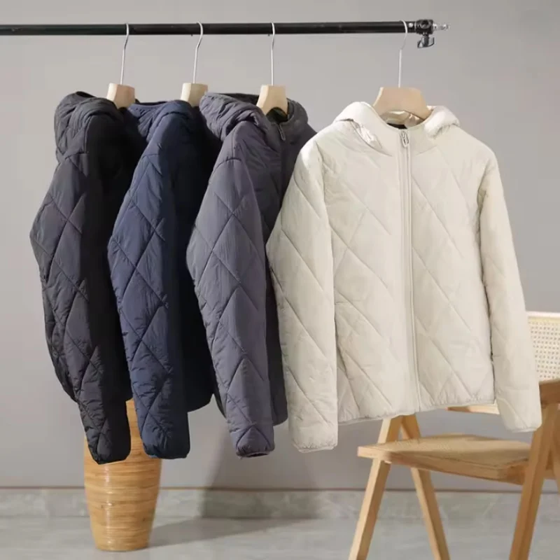 Fashion Thicken Down Cotton Jacket with Hood for Men Snow Outwear Leisure Warm Windproof Cold-resistant  Diamond Patterned Parka
