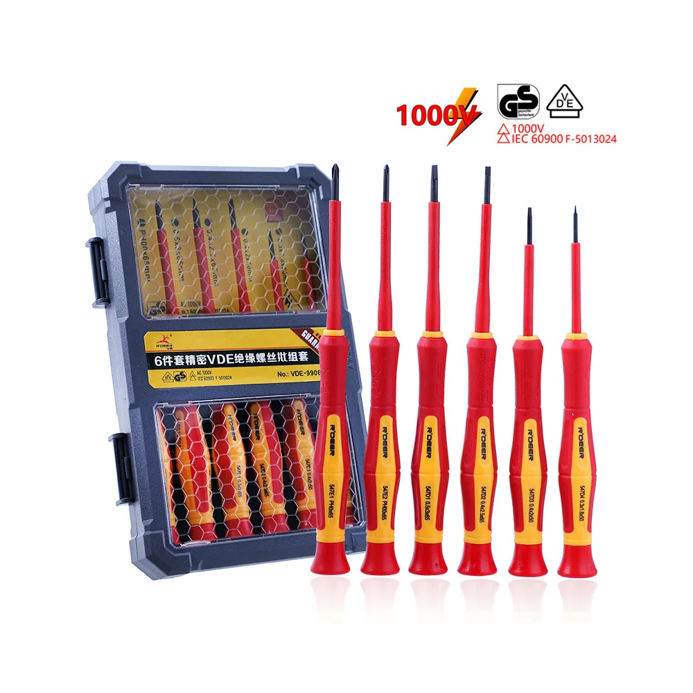 

6 In 1 Precision Screwdriver Bit 1000V Insulated Phillips Slotted Screw Driver Magnetic Multifunctional Electrician Repair Tool