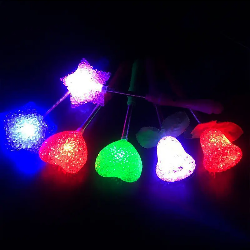 

12pcs Flash Star Rose Heart Shaped Rods Blinking LED Glow Wand Light Up Sticks Multi Color Birthday Gift Party Wedding Festival